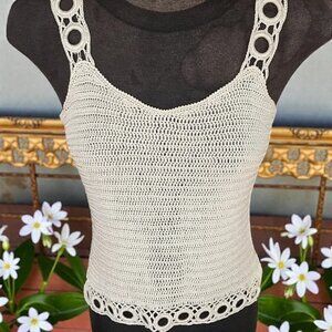 Elegant Cream Crochet Women's Top
